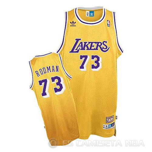 Camiseta Dennis Rodman #73 Los Angeles Lakers Retro Amarillo - Haga un click en la imagen para cerrar